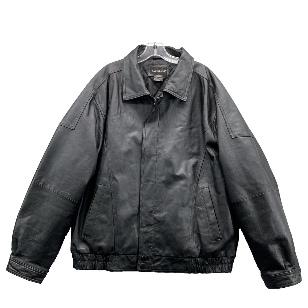 Vintage Northcrest 100% Leather Bomber Jacket Men XL Insulated Flight Streetwear